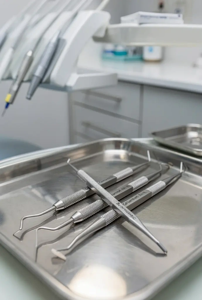 Dental universal curettes used for periodontal scaling and root surface debridement in a clinical environment