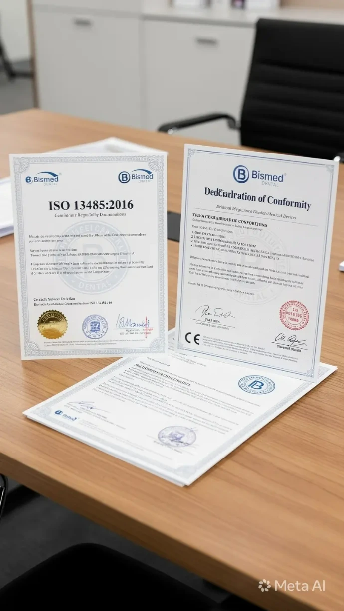 ISO 13485:2016 certificates and CE declarations of conformity for dental instruments by Bismed Dental