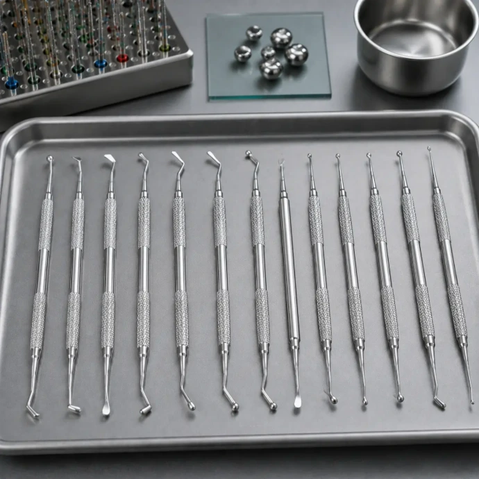 Dental amalgam instruments including condensers, pluggers, and carriers for amalgam placement and restorative procedures