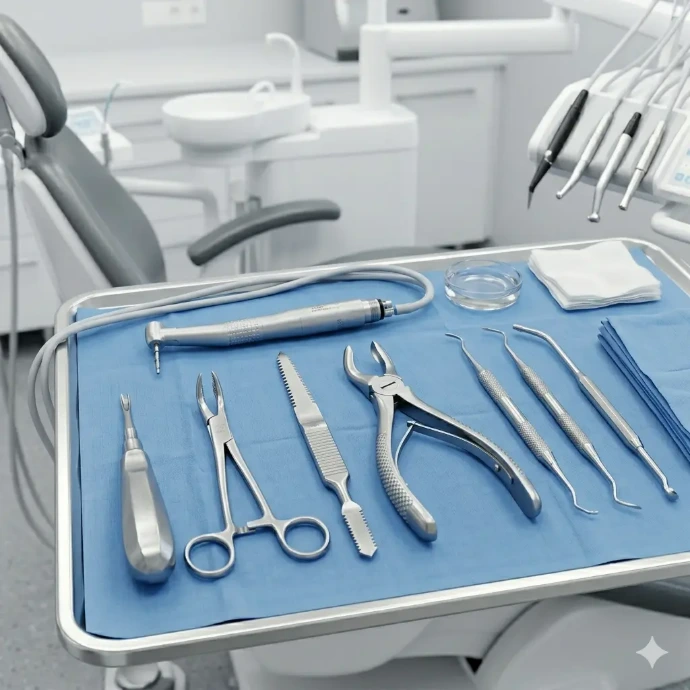 Surgical extraction instruments including bone files, rongeurs, and extraction accessories for oral surgery and post extraction socket management